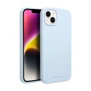 Roar Apple iPhone 14 prémium szilikon tok velúr béléssel, világoskék