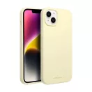 Roar Apple iPhone 14 prémium szilikon tok velúr béléssel, világossárga