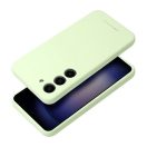 Roar Samsung Galaxy S23 5G prémium szilikon tok velúr béléssel, világoszöld