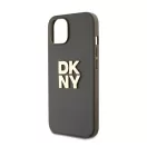 DKNY PU Leather Stack Logo Apple iPhone 15 hátlap tok csuklópánttal, barna