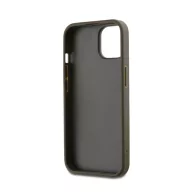   DKNY PU Leather Stack Logo Apple iPhone 15 hátlap tok csuklópánttal, barna