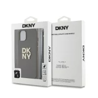   DKNY PU Leather Stack Logo Apple iPhone 15 hátlap tok csuklópánttal, barna