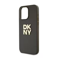   DKNY PU Leather Stack Logo Apple iPhone 15 Pro Max hátlap tok csuklópánttal, barna