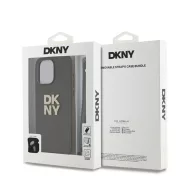   DKNY PU Leather Stack Logo Apple iPhone 15 Pro Max hátlap tok csuklópánttal, barna