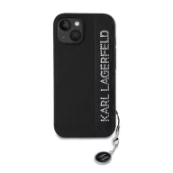   Karl Lagerfeld PU Saffiano Rhinestone Charm Apple iPhone 15 hátlap tok, fekete