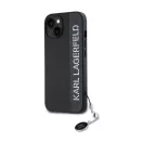 Karl Lagerfeld PU Saffiano Rhinestone Charm Apple iPhone 15 hátlap tok, fekete