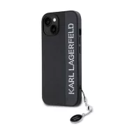   Karl Lagerfeld PU Saffiano Rhinestone Charm Apple iPhone 15 hátlap tok, fekete