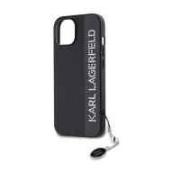   Karl Lagerfeld PU Saffiano Rhinestone Charm Apple iPhone 15 hátlap tok, fekete