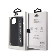   Karl Lagerfeld PU Saffiano Rhinestone Charm Apple iPhone 15 hátlap tok, fekete