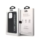 Karl Lagerfeld PU Saffiano Rhinestone Charm Apple iPhone 15 Pro  hátlap tok, fekete