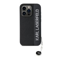   Karl Lagerfeld PU Saffiano Rhinestone Charm Apple iPhone 15 Pro Max hátlap tok, fekete
