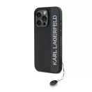 Karl Lagerfeld PU Saffiano Rhinestone Charm Apple iPhone 15 Pro Max hátlap tok, fekete