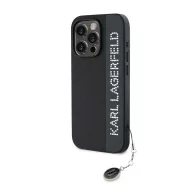   Karl Lagerfeld PU Saffiano Rhinestone Charm Apple iPhone 15 Pro Max hátlap tok, fekete