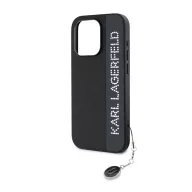  Karl Lagerfeld PU Saffiano Rhinestone Charm Apple iPhone 15 Pro Max hátlap tok, fekete