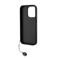   Karl Lagerfeld PU Saffiano Rhinestone Charm Apple iPhone 15 Pro Max hátlap tok, fekete