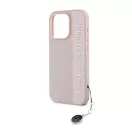 Karl Lagerfeld PU Saffiano Rhinestone Charm Apple iPhone 15 Pro hátlap tok, rózsaszín