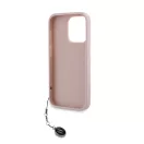 Karl Lagerfeld PU Saffiano Rhinestone Charm Apple iPhone 15 Pro hátlap tok, rózsaszín