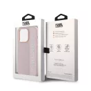Karl Lagerfeld PU Saffiano Rhinestone Charm Apple iPhone 15 Pro hátlap tok, rózsaszín