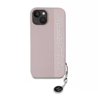   Karl Lagerfeld PU Saffiano Rhinestone Charm Apple iPhone 15 hátlap tok, rózsaszín