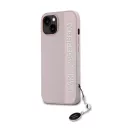 Karl Lagerfeld PU Saffiano Rhinestone Charm Apple iPhone 15 hátlap tok, rózsaszín