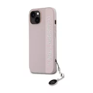  Karl Lagerfeld PU Saffiano Rhinestone Charm Apple iPhone 15 hátlap tok, rózsaszín