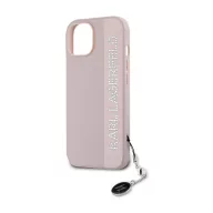   Karl Lagerfeld PU Saffiano Rhinestone Charm Apple iPhone 15 hátlap tok, rózsaszín