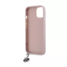 Karl Lagerfeld PU Saffiano Rhinestone Charm Apple iPhone 15 hátlap tok, rózsaszín