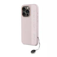   Karl Lagerfeld PU Saffiano Rhinestone Charm Apple iPhone 15 Pro Max hátlap tok, rózsaszín