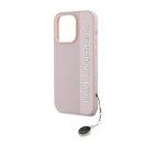 Karl Lagerfeld PU Saffiano Rhinestone Charm Apple iPhone 15 Pro Max hátlap tok, rózsaszín