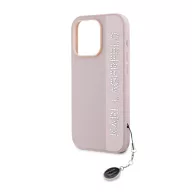   Karl Lagerfeld PU Saffiano Rhinestone Charm Apple iPhone 15 Pro Max hátlap tok, rózsaszín