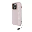 Karl Lagerfeld PU Saffiano Rhinestone Charm Apple iPhone 14 Pro hátlap tok, rózsaszín