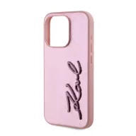   Karl Lagerfeld Wrinkled PU Signature Logo Apple iPhone 15 Pro Max hátlap tok, rózsaszín