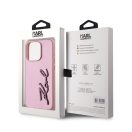 Karl Lagerfeld Wrinkled PU Signature Logo Apple iPhone 15 Pro Max hátlap tok, rózsaszín