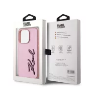   Karl Lagerfeld Wrinkled PU Signature Logo Apple iPhone 15 Pro Max hátlap tok, rózsaszín
