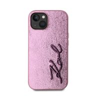   Karl Lagerfeld Wrinkled PU Signature Logo Apple iPhone 15 hátlap tok, rózsaszín