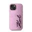 Karl Lagerfeld Wrinkled PU Signature Logo Apple iPhone 15 hátlap tok, rózsaszín