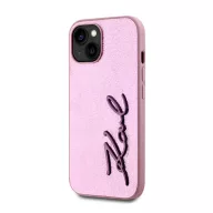   Karl Lagerfeld Wrinkled PU Signature Logo Apple iPhone 15 hátlap tok, rózsaszín