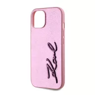   Karl Lagerfeld Wrinkled PU Signature Logo Apple iPhone 15 hátlap tok, rózsaszín