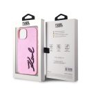 Karl Lagerfeld Wrinkled PU Signature Logo Apple iPhone 15 hátlap tok, rózsaszín