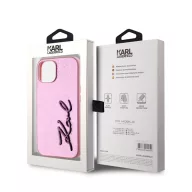   Karl Lagerfeld Wrinkled PU Signature Logo Apple iPhone 15 hátlap tok, rózsaszín