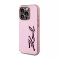   Karl Lagerfeld Wrinkled PU Signature Logo Apple iPhone 15 Pro hátlap tok, rózsaszín