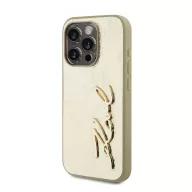   Karl Lagerfeld Wrinkled PU Signature Logo Apple iPhone 15 Pro Max hátlap tok, arany