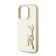   Karl Lagerfeld Wrinkled PU Signature Logo Apple iPhone 15 Pro hátlap tok, arany