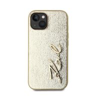   Karl Lagerfeld Wrinkled PU Signature Logo Apple iPhone 15 hátlap tok, arany