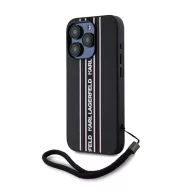   Karl Lagerfeld PU Saffiano Athleisure Apple iPhone 15 Pro hátlap tok csuklópánttal, rózsaszín