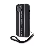   Karl Lagerfeld PU Saffiano Athleisure Apple iPhone 15 hátlap tok csuklópánttal, rózsaszín