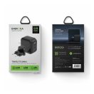 Energea Travelite GAN66 1xUSB-A/ 2xUSB-C utazó gyorstöltő adapter, (PD-PPS-QC 3.0) 66W, fekete (US/EU)