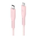 Energea Flow C94 USB-C / Lightning MFI szövet gyorstöltő- és adatkábel, 1.5m, 60W, 3A, rózsaszín
