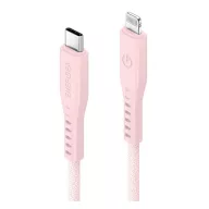   Energea Flow C94 USB-C / Lightning MFI szövet gyorstöltő- és adatkábel, 1.5m, 60W, 3A, rózsaszín