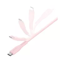   Energea Flow C94 USB-C / Lightning MFI szövet gyorstöltő- és adatkábel, 1.5m, 60W, 3A, rózsaszín